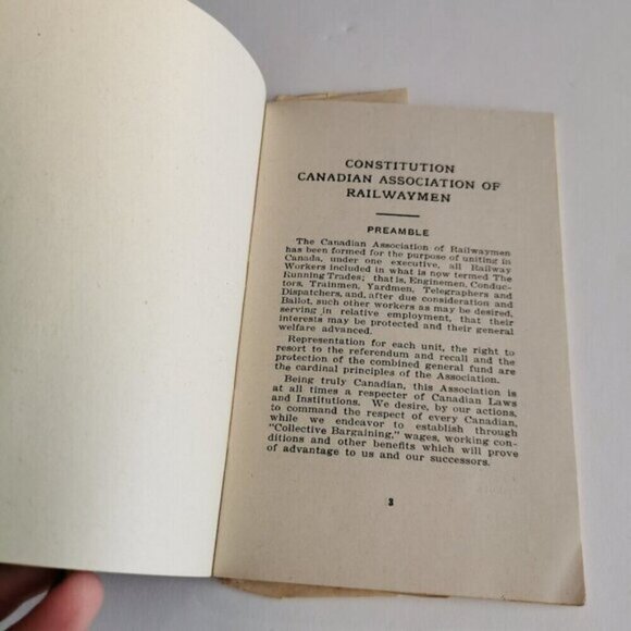 1930s Constitution of Canadian Association of Railwaymen Booklet Railway Workers - Picture 3 of 10